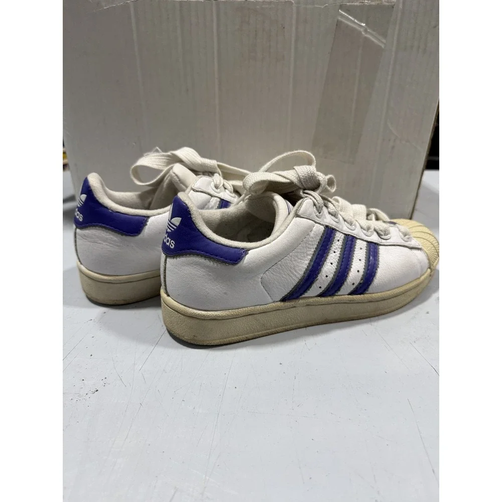 Vintage Adidas White Purple Shell Toe 90s Sneakers Athletic Shoes Size 6